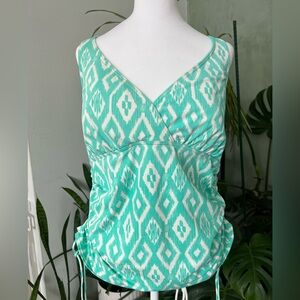 Lands' End Green and White Bikini Top